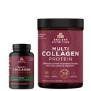 Ancient Nutrition Multi Collagen Advanced Capsules, Lean, 90 Count + Multi Collagen Protein Powder, unflaved, 45 Servings
