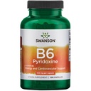 Swanson B6 Pyridoxín - Vitamín doplnok Podpora Kardiovaskulárne zdravie a energetický metabolizmus - Prírodná formula Podpora celkového wellness - (250 Kapsule, 100mg Každý)