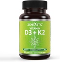 Zentastic vitamín D3 K2, 5000 IU & 200 μg, vitamín D a patentovaný MK7 & MK4 pre 3-in-1 komplexnú podporu - Vegetariánska, non-GMO, 90 Caps