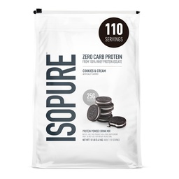Isopure Zero Carb 100% Pure Wheey Isolát Protein prášok, bez laktózy, bez lepku, s vitamínmi, Cookies & Cream, 25g Protein per Serving, 7,5 Lbs, 110 Servings (Backaging May Vary)