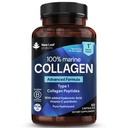 Pure Marine Collagen 100% Marine Collagen Type 1 1300 mg - Hydrolysed Collagen Peptidy Vylepšené o kyselinu hyalurónovú a vitamín C, vysoká sila kolagén Doplnky pre ženy a mužov, 60 tabliet