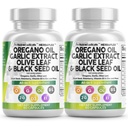 Čistá Nutraceuticals Oregano olej cesnak extrakt Olive Leaf Black Seed olej - Imunitná podpora a trávenie zdravie doplnok pre ženy a mužov s vitamín D3 a zinok - 2Pack