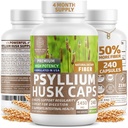N1N Premium Psyllium Husk Kapsule [všetky prírodné,1450 MG] Výkonný Rozpustné vlákna doplnok k podpore Pravidelnosť a trávenie zdravie, 240 Caps