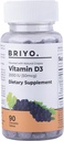 Briyo Vitamín d3 žuvacia tableta - 2000 IU (50 μg na obsluhu) - Delicious Natural Grape flavor, 90 Počet
