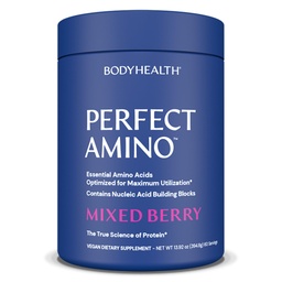 TeloHealth PerfectAmino Powder - BCAA a EAA Powder pre pred a po tréningu - Aminokyselinový nápoj pre mužov a ženy na podporu chudého svalstva a zotavenie - zmiešané Berry - 60 porcií