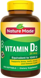 Nature Made Vitamin D3 25 μg, 650 Softgels