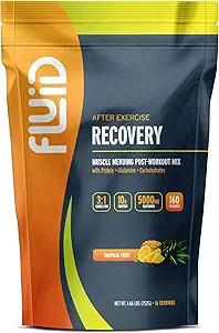 Rekuperácia tekutín, Poprášok nápoj Mix, Srvátka Izolačný proteín, L-Glutamine, Karbs, Všetky prírodné zložky, Gluten-free, bez laktózy (tropické ovocie)