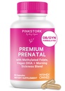 Pink Stork Premium prenatálny vitamín pre ženy - organické zložky pre celé jedlo, multivitamíny a probiotiká - ranná choroba, trávenie a energia - folát, B6, a železo - 60 kapsúl