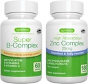 Super B-Complex + Zinkový komplex Vegan Bundle, Metylated Trvalé uvoľnenie B komplex + 25 mg oneskorený zinok pikolinát a bisglycinát s meďou, Igennus