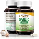 Lovita Odorless Cesnakové kapsule, 5000mg Fresh Cesnak Equivalent, 1,25% Allicin Extract, Supports Heart, Krvný tlak, Cholesterol & Immune System, Non-GMO, Gluten-Free, 60 Vegan Capsules