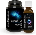 Inteligentné laboratóriá 2-in-1 Bundle 500MG Lipozomálne glutatión (Liquid Antioxidant Supplement) a 1MG 5-MTHF Metylfolát ako kyselina Quatrefolová® (MTHFR doplnok pre podporu metylácie)