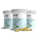 Lung Support Probiotic Supplement - Lung Health Supplement for Smokers, Gut Health, Immune Support, Respiratory Care, Holy Basil, Turmeric, Klinicky skúšané - 180 Kapsule (3 fľaše)
