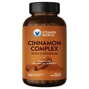 Vitamín World Carmonium Complex s chrómom, 1000 mg Škorica Doplnky s vysokou hustotou Chróm pre zdravý metabolizmus a antioxidant ochrana, 120 Kapsule, 2 mesiace dodávky, bez lepku
