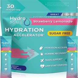 Powder Electrolyte Hydratačné balíčky bez cukru Jahodová citrónová limonáda HydroMATE 30 Sticks