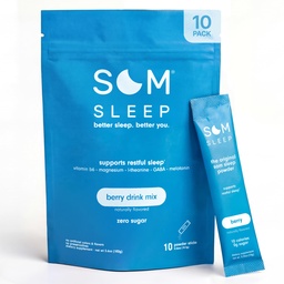 Som Sleep, Calm Sleep Powder Drink Mix, 3mg Melatonin, Horčík, Vitamín B6, L-Theanine & GABA 