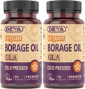 Deva Vegan Vitamíny, Borage Oil 500mg, Zdroj Omega-6 mastnej kyseliny GLA (Gamma linolénová kyselina), studené a nerafinované tablety, 90 tabliet (balenie 2)