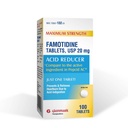 Glenmark Maximálna sila Famotidín Tablety, 20 mg, Redukcia kyseliny pre úľavu od pálenia záhy, 100 Počet