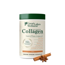 Veľké jazerá Wellness Collagen Peptidy Powder pre pokožku, vlasy, nechty, kĺby a trávenie - Chai Ochutené - rýchle rozpúšťanie Hydrolyzed, non-GMO, Kosher - 10 oz