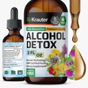 BIO KRAUTER Alkohol Detox Tinktúra - Pečeň Cleanse & Detox Formula - Milk Thitle & Dandelion - Podpora pečene Tekutý extrakt - Alkohol a bez cukru - Vegan kvapky 2 Fl.Oz.