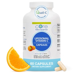 Základné Med Science Lipozomálne vitamín C 1000mg, 60 Kapsule - Non-GMO Natural Lipozomal Vitamín C doplnok, ktorý podporuje zdravú pokožku - Imunitný systém Booster pre dospelých, podporuje tvorbu kolagénu