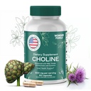 Choline Bitartrate 500MG - Premium Choline Doplnky - Pečeň podporné doplnky a žlčník doplnky - Colina Suplelemento 500 mg Orgánica - Mozog Vitamín pre pamäť a zaostrovanie - 60 Choline Caps