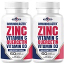 (2 balenia) ImmunoBlaster Zinok Quercetin 500 mg s vitamínom D a C Antioxidant Imunitná podpora Vysoká potencia Quercetin Zinok Supplement for Men and Women - Gluten, Soy, & Dairy Free - 120 Count (Twin Pack)