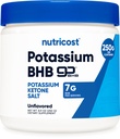 Nutricost kálium-BHB soli, exogénne ketónové doplnky, 6,4 g beta-hydroxybutyrátu na obsluhu, 250 gramov