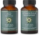 Natura Health Products Vitamin D-A-K and 25 mg Zinok Supplement Bundle - podporuje zdravú kosť, srdce a vízia funkcie - podporuje bunkové zdravie a zdravú imunitnú odpoveď