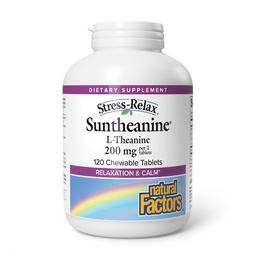 Prírodné faktory Suntheanine L-Theanine 100 mg - Zdravie doplnok pre upokojujúce Outlook - L-theanine doplnok podporuje relaxačný spánok a pomôcky proti ospanlivosť - 120 žuvacie tablety (60 slúži)