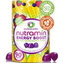 NUTRAMIN Energy Boost Vitamín Gummy - Preskočiť kávu a zvýšiť svoju energiu, kofeín-bez cukru, Vegan, B12, Zelený čaj, Ashwagandha, Garcinia Cambogia, Malinová adaptagén - 90 ct