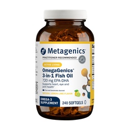 Metagenics OmegaGenics Fish Oil EPA-DHA 720 mg - Omega-3 Fish Oil Supplement - High Potency - for Heart Health, Muskuloskeletal Health & Immune System Health* - with DHA & EPA - 240 Softgels
