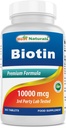 Najlepšie prírodné biotín (tiež nazývaný vitamín B7), 10 000 μg 365 tabliet (365 počet (pár po 1))