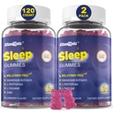 Melatonín bez pomoci na spánok Gummy pre dospelých, Sugar Free Sleeping Gummy No Melatonin, Prírodné upokojujúce Gumies s horčíkom Glycinate, L-Tryptophan, L-Theanine, GABA, Ashwagandha, Valerian, 120cts