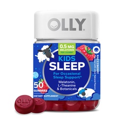 OLLY Kids Sleep Gummy, Occasional Sleep Support,* 0,5 mg Melatonin, L-Theanine, Malinová Ochutená, 50 alebo 25 Day Supply - 50 Count