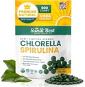 Sunlit Best Chlórella Spirulina Tablety - Organic USDA, Premium Spirulinas a Chlórella Kapsule 500 Pills - Chlorellas Natural Superfood with Spirulina Algae, Enzymes Chlorofyl & Vegan Protein