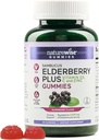 NatureWise Sambucus Elderberry Gummies - Immune Suplement for Kids Ages 4+ & Adults with Vitamin C, D3, Zinok - Elderberries Equivalent to 3520mg - Vegan, Non-GMO - 60 Count[30-Day Supply]
