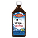 Carlson - MCT & Omega-3, 1480 mg Omega-3s, 9200 mg MCTs, Keto-Friendly, kaprylové a kapricové kyseliny, výroba energie, metabolizmus tukov, citrónový lime, 500 ml (16,9 Fl Oz)