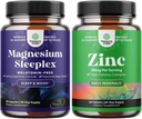 Bundle of High Absorbtion Magnézium Sleep Supplement - Melatonin-free Calm Magnézium for Sleep and Zinc 50mg Immune Support - Zinok Complex Supplement for Immune System