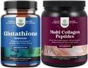 Bundle of Reduced Glutatione Supplement with Milk Thitle - 500 mg per Serving Pure L Glutatione and Multi Collagen Protein Powder - Keto Hydrolyzed Collagen Peptides Hair Skin & Nails Vitamis