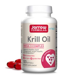Jarrow Formules Krill Oil - 120 Softgels - Fosfolipid Omega-3 Complex s astaxantínom - Môže podporovať Lipid Management, Funkcia mozgu a metabolizmus - 60 Servisov