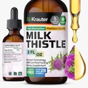BIO KRAUTER Milk Thitle Liquid Drops - Milk Thitle Silymarin Pečeň podpora doplnok - Alkohol a cukor bez tinktúry pre pečeň čistiť Detox - 2 Fl. Oz.