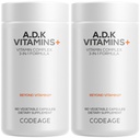 Kódové ADK vitamíny doplnok - esenciálny vitamín A, D3 5000 IU, K1 & K2 (MK4 & MK7) - 6-mesačný zdroj - 1 kapsula na obsluhu, non-GMO, bez lepidla - 2-Pack