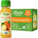 Elixír Shots, Imunita Boost Wellness Shot s studenou kurkuma, Zázvor, oranžová a čierne korenie, Žiadne pridané cukru alebo umelé zložky, 12-balenie