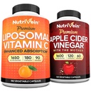 Nutrivein Premium Apple Cider Ocogar Capsules & Lipozomálne vitamín C Supplement Bundle: High-Absorption Vitamín C Kapsule a Apple Cider Ocogar Supplements Bundle for Immune Defense & Gut Health