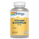 SOLARAY vitamín B komplex 50 mg - bunková energia Vitamíny - metabolizmus a Nervová zdravotná podpora s vitamínom B12, vitamín B1, B6, niacín, kyselina listová, biotín a iné B vitamíny - Vegan, 250 VegCaps