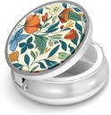 Pill Box-3 Compartment Malá pilulka Prípad pre Purse & Pocket Mini kovové pilulky držiak cestovať pilulky kontajner držať doplnky vitamíny BPA-free (Floral vzor)