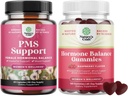 Bundle of PMS Support with DIM, Chasteberry, Black Cohosh & Ashwagandha for period Cramps Menopauza Bloating Mood Swing and Hormone Balance Gummy Support Menstrual Cycle with Vitamin B6 & Dong Quai