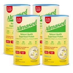 Almased Vanilla Jedlo Replacement Shake - Low-Glycemic High Plant Base Protein prášok - Nutritional Weight Health Suplement - Vanilla Flavor - 17,6 oz (1,1 libra (4 balenie))