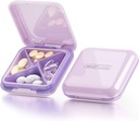 DUBSTAR Pill Case, Malý Pill Box - vodotesné Portable Daily Small Pill Case for Purses Pocket Compact Travel Medicine Holder for Vitamíny,Rybové oleje,Doplnky (4-Kompartments, Purple)