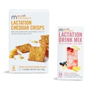 Munchkin® Milkmakers® Laktačný nápoj Mix Supplement with B Vitamín & Milk Thitle, 14 Count and L Laktation Cheddar Crisps for Breatment Moms with Oats and Lan, 6 Count